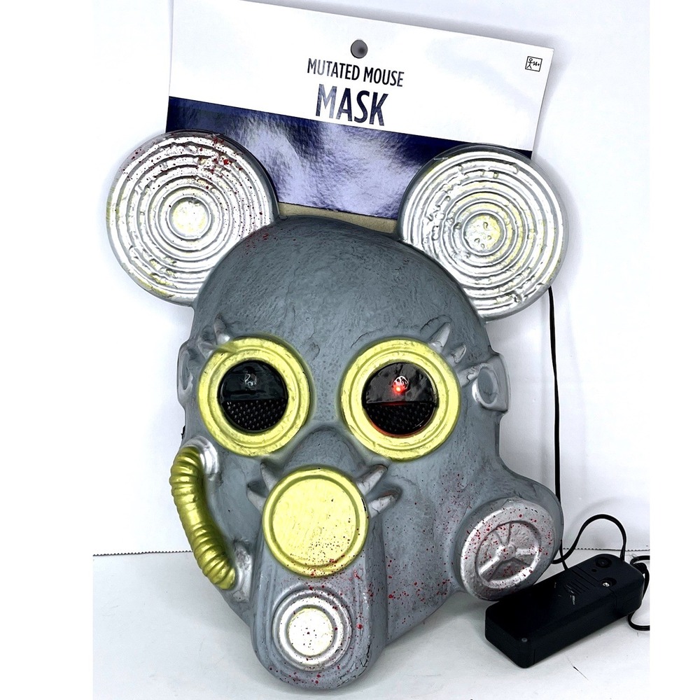 Mutated Mouse Mask Light Up Eyes Halloween Costume Creepy Rat Mouse NWT